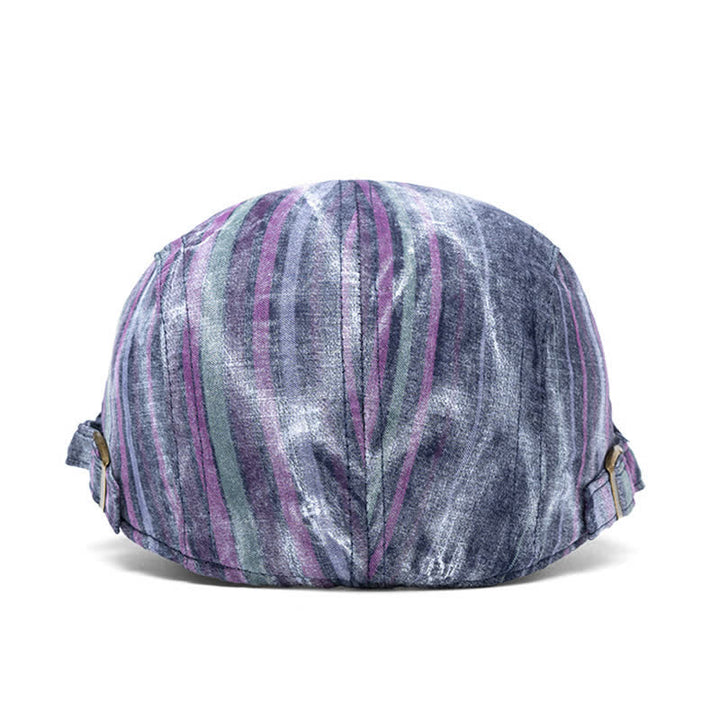 Striped Tie-dyed Graffiti Street Party Newsboy Beret Hat - image 5
