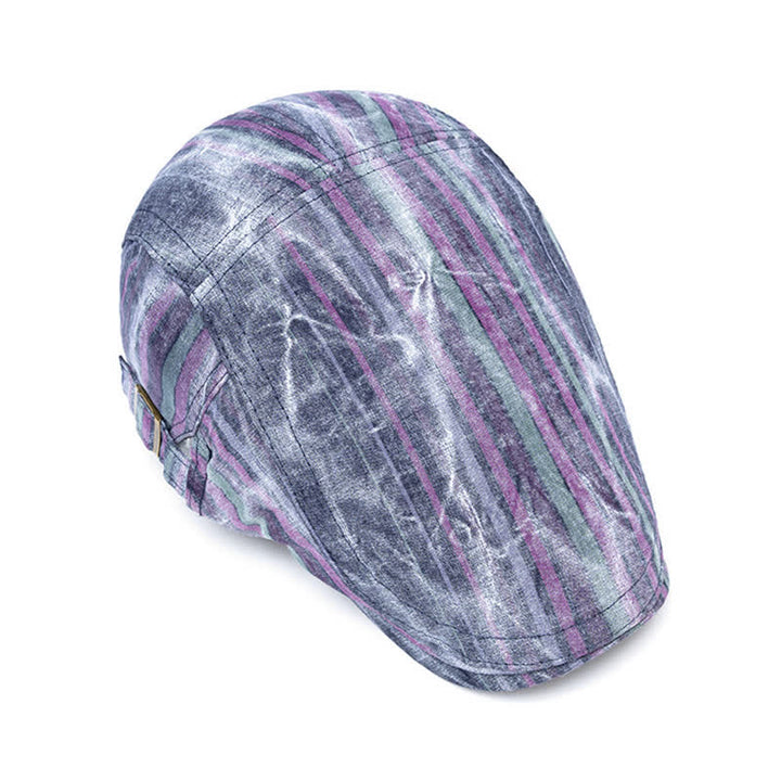 Striped Tie-dyed Graffiti Street Party Newsboy Beret Hat - image 3