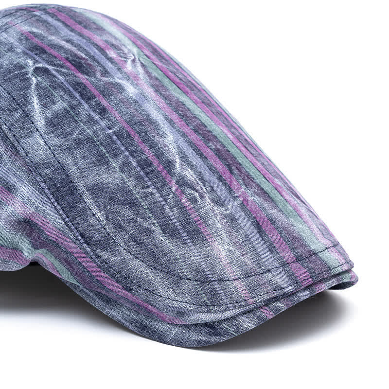 Striped Tie-dyed Graffiti Street Party Newsboy Beret Hat - image 1