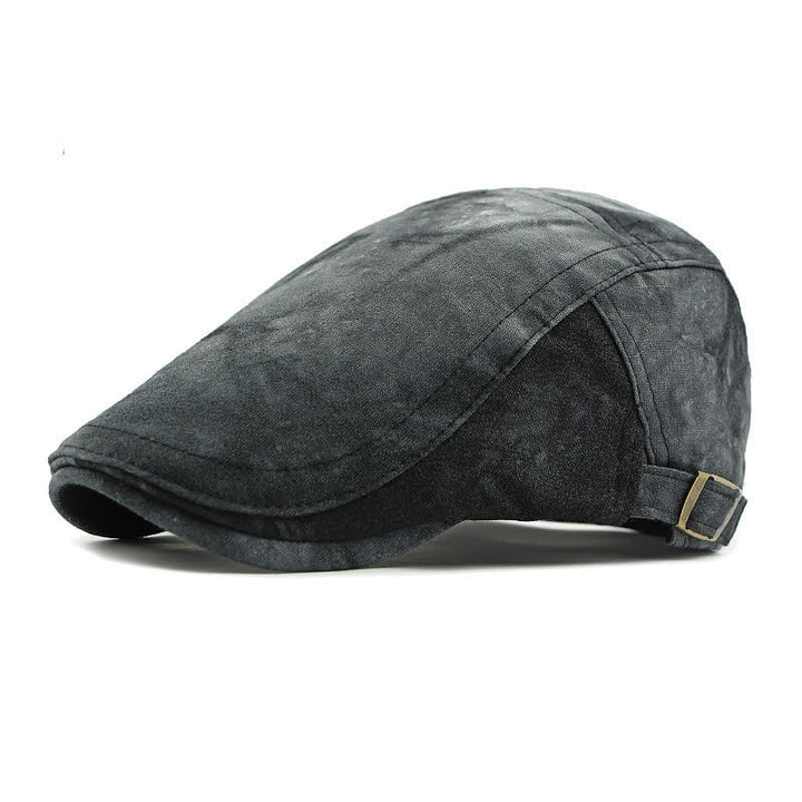 Vintage Style Tie-dyed Cotton Newsboy Beret Hat - Black - Adjustable (21 5/8"-23 1/4") - image 2