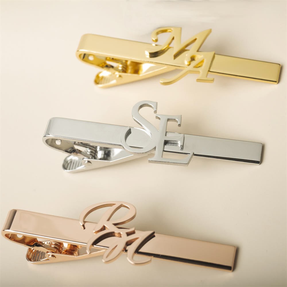 Custom Your Initial Letter Wedding Tie Bar For Neckties