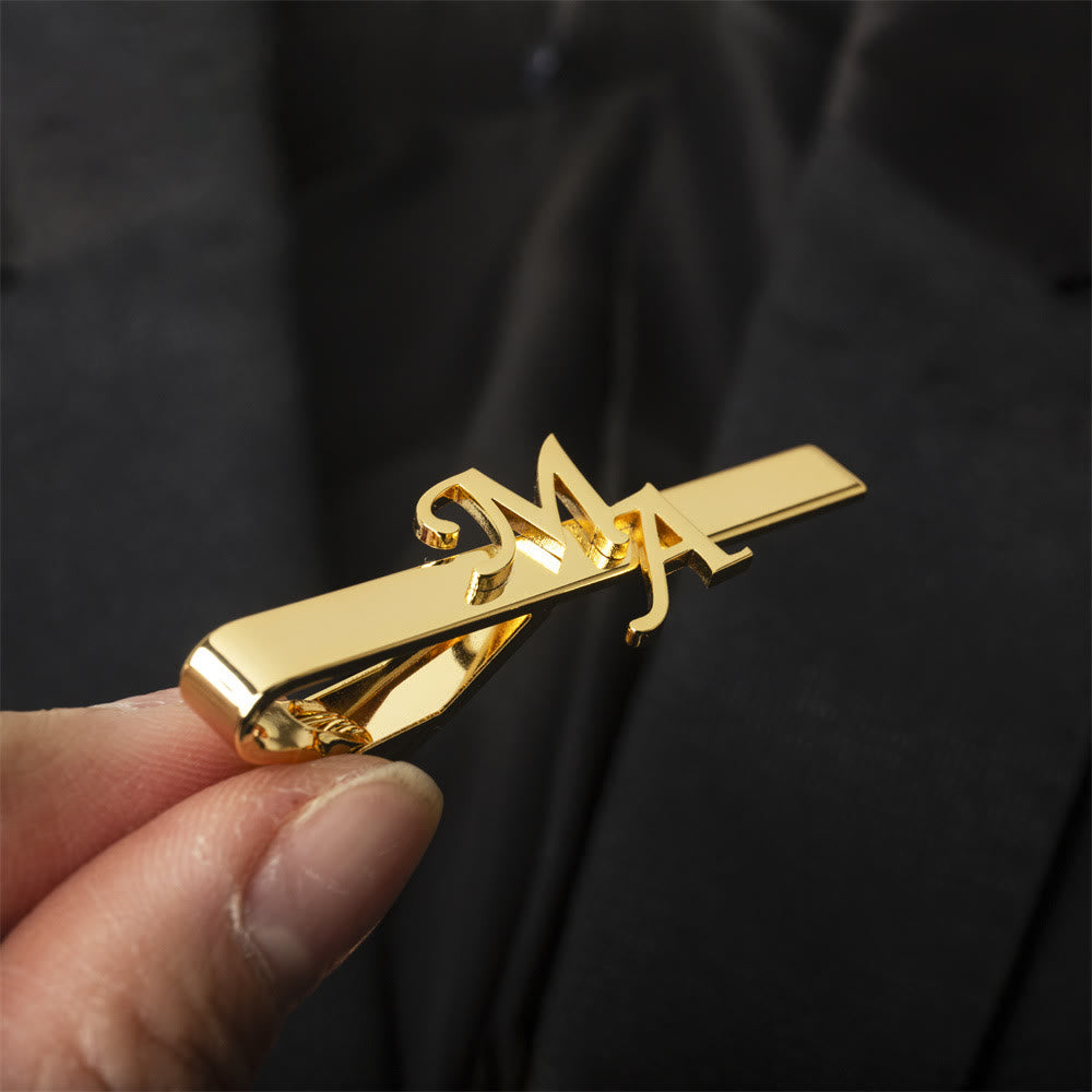 Custom Your Initial Letter Wedding Tie Bar For Neckties