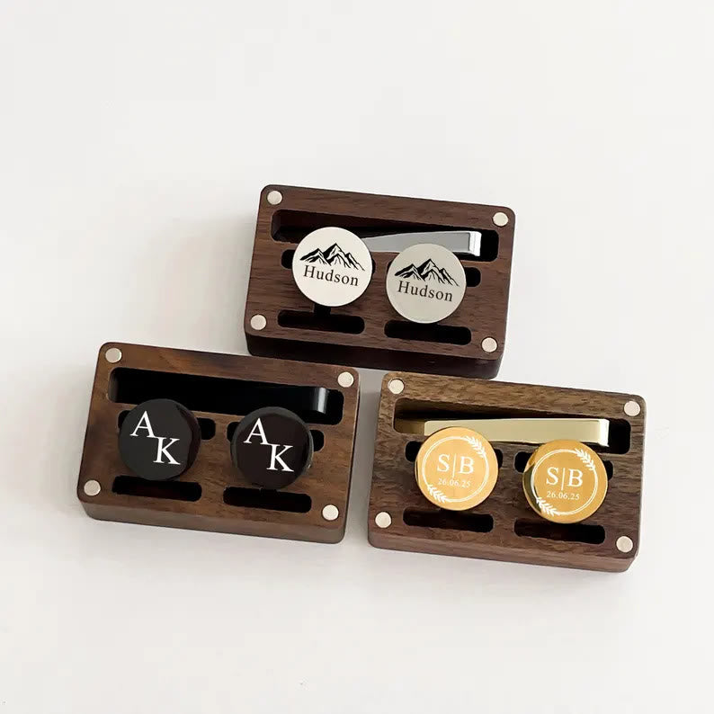 Custom Your Text Wedding Tie Bar Cufflinks For Mens Wear - image 5