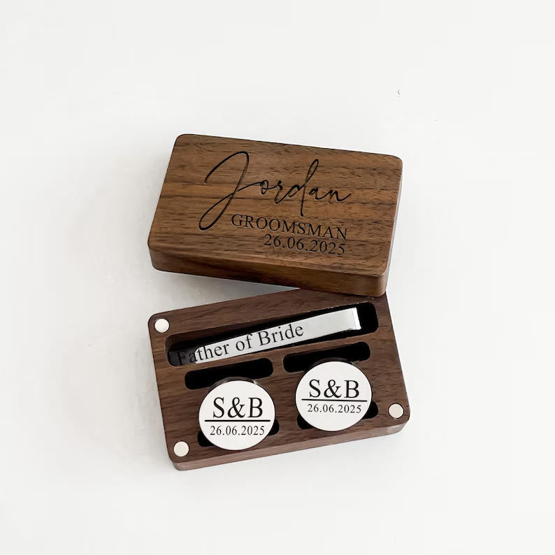 Custom Your Text Wedding Tie Bar Cufflinks For Mens Wear - image 6