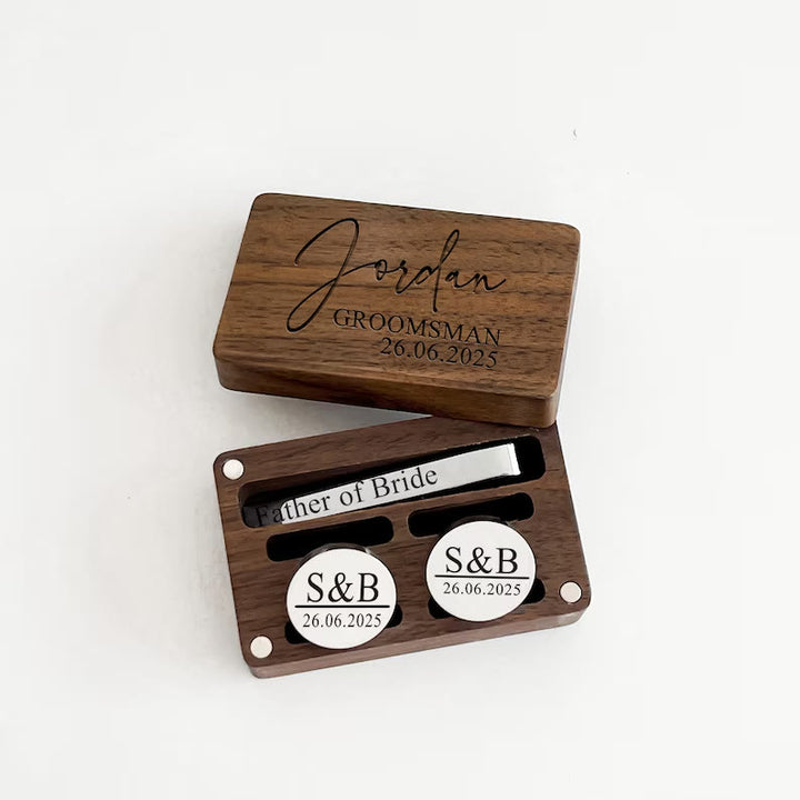 Custom Your Text Wedding Tie Bar Cufflinks For Mens Wear - image 6