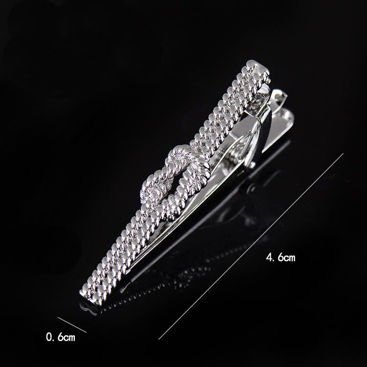 Twist Pattern Tie Clip For Daily Suit - Silver - image 5