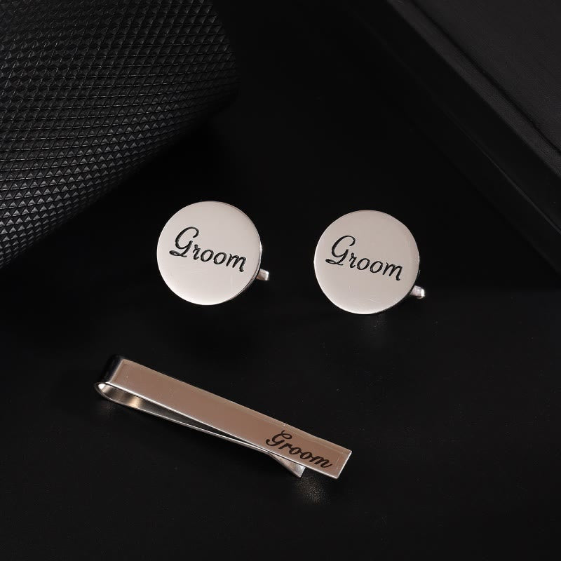 3pcs Set Groomsman Tie Clip For Wedding Suit - Groom - image 4