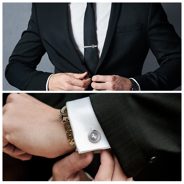 Running Horse Tie Bar Cufflinks Set For Wedding Suit - image 2
