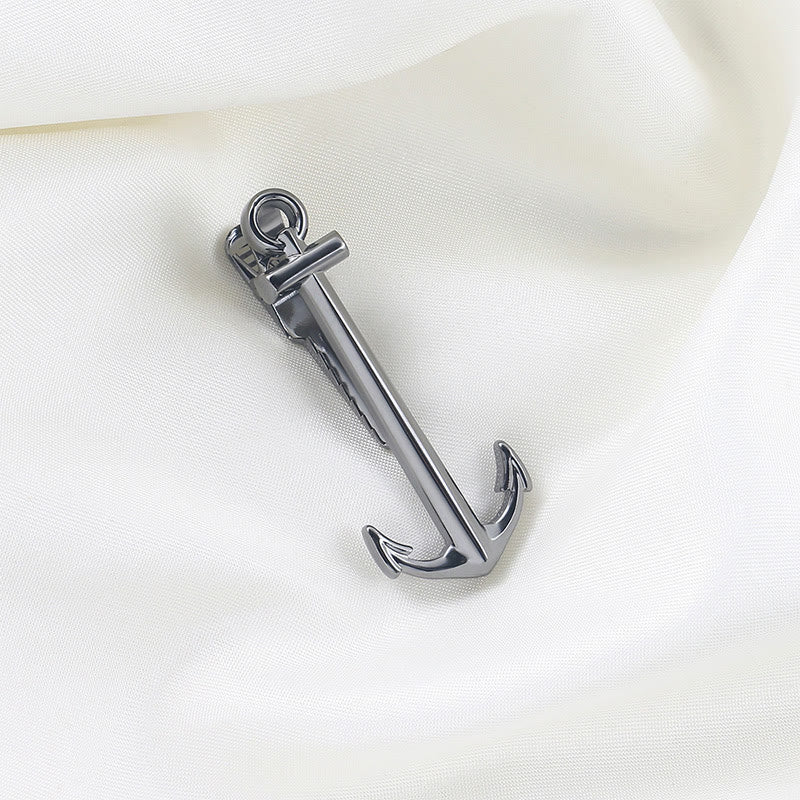 Dark Gray Anchor Tie Bar For Men's Wear - image 1
