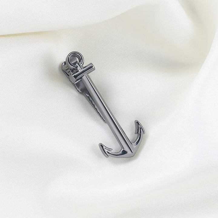 Dark Gray Anchor Tie Bar For Men's Wear - image 1