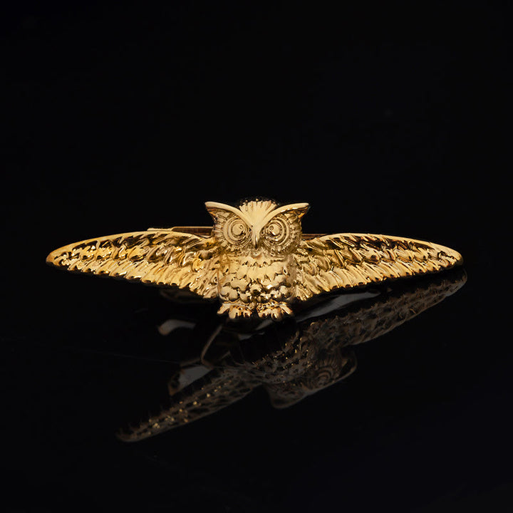Gold Flying Owl Tie Bar For Men's Wear - image 7