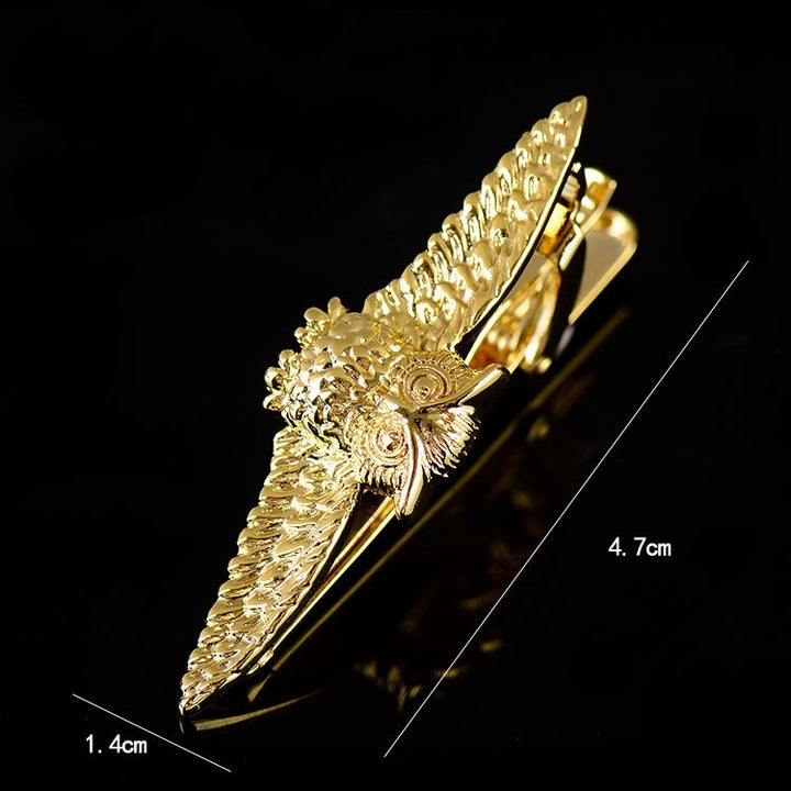 Gold Flying Owl Tie Bar For Men's Wear - image 8