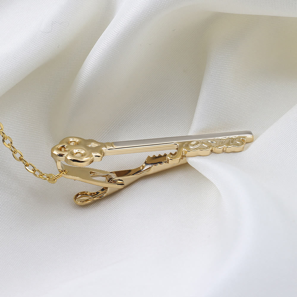 Gold Jesus Key Tie Bar For Wedding Suit - image 2