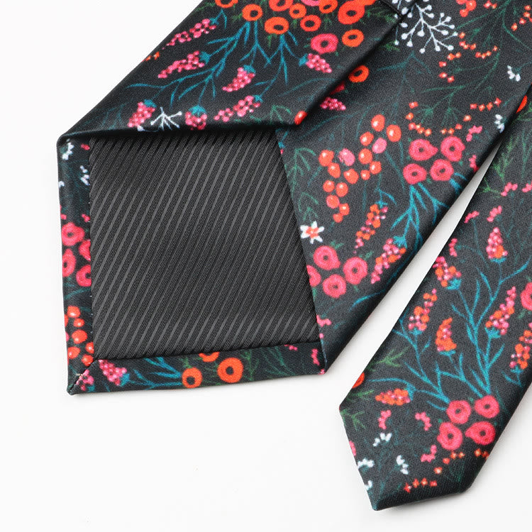 Men's Forest Berry Floral Pattern Necktie - image 2