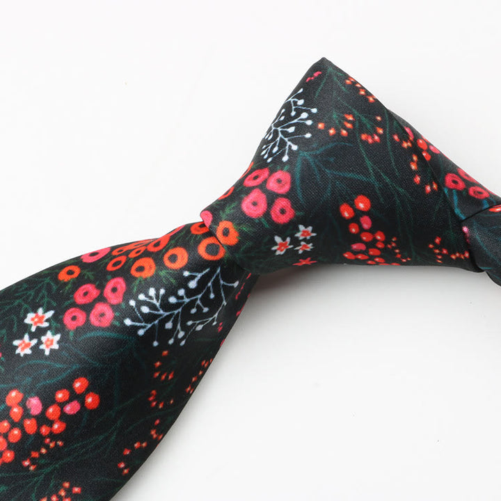 Men's Forest Berry Floral Pattern Necktie - image 1