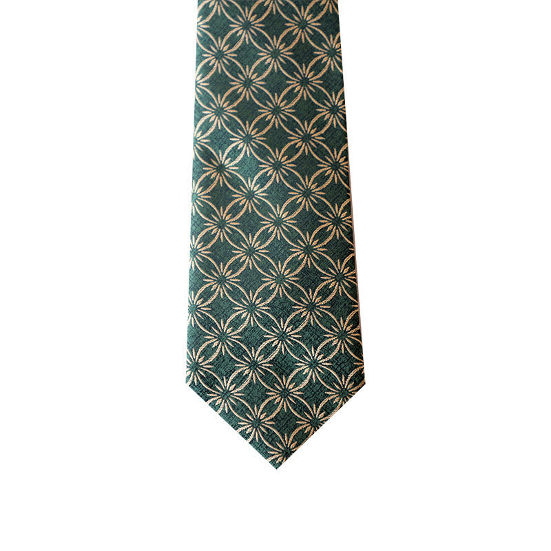 Men's Green Daisy Floral Pattern Necktie - image 4