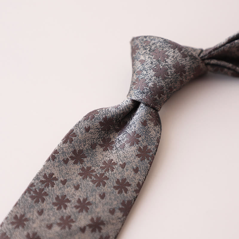 Men's Chocolate Flowers Mini Floral Pattern Necktie