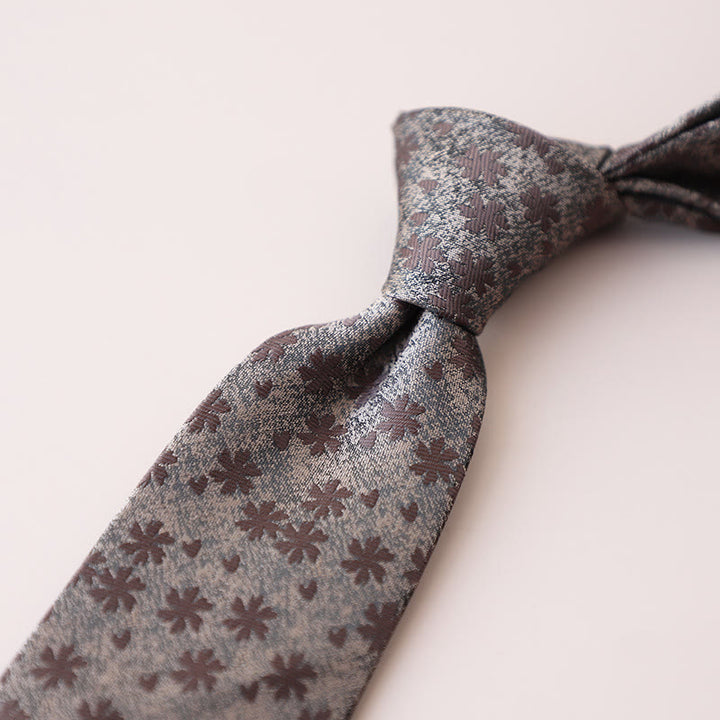 Men's Chocolate Flowers Mini Floral Pattern Necktie - image 2