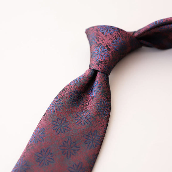 Men's Purple Green Flowers Tender Pattern Necktie - image 1