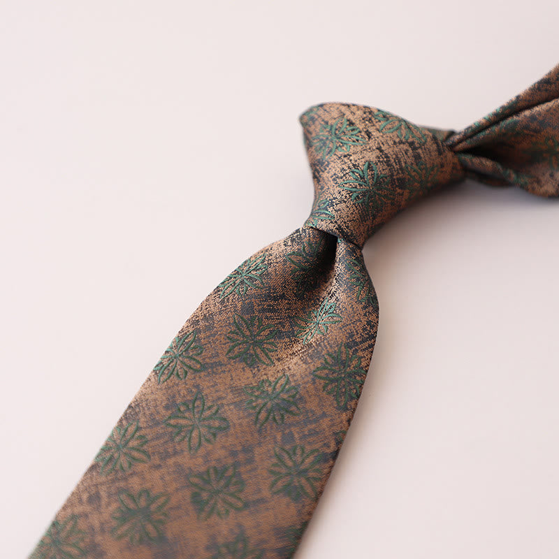 Men's Purple Green Flowers Tender Pattern Necktie - image 3