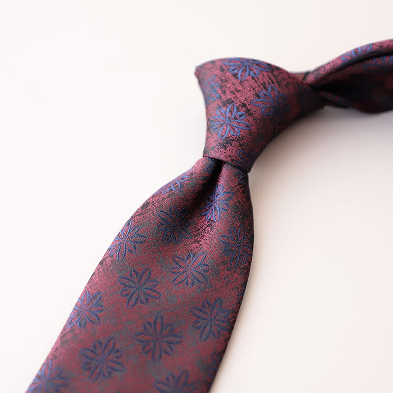 Men's Purple Green Flowers Tender Pattern Necktie - image 1