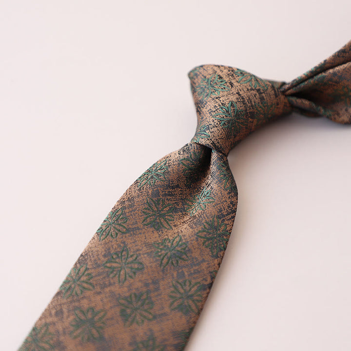 Men's Purple Green Flowers Tender Pattern Necktie