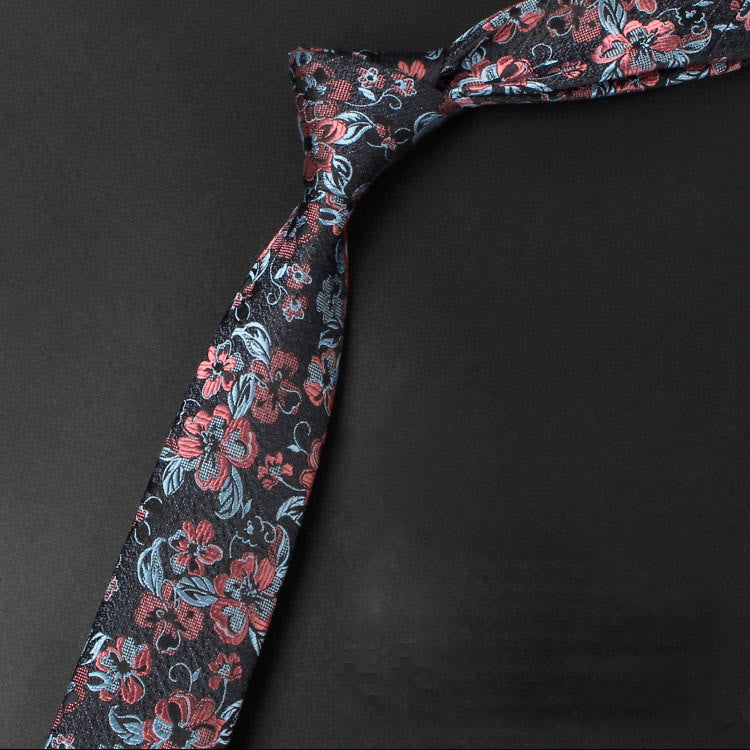 Men's Blooming Flowers Tender Pattern Necktie - Red - image 7