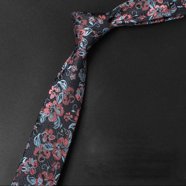 Men's Blooming Flowers Tender Pattern Necktie - Red - image 7