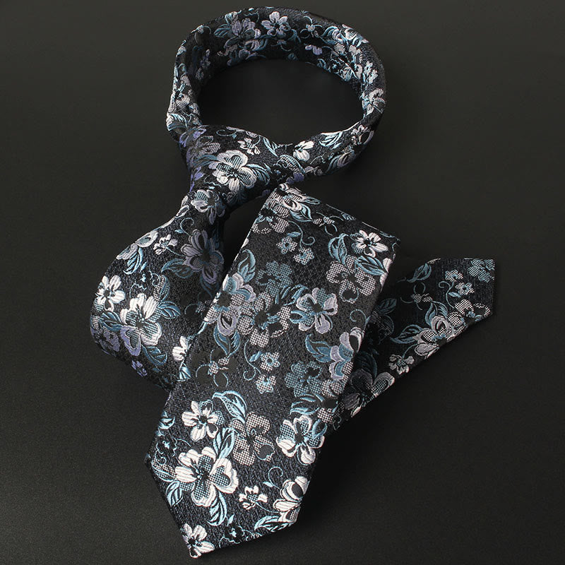 Men's Blooming Flowers Tender Pattern Necktie - White - image 1