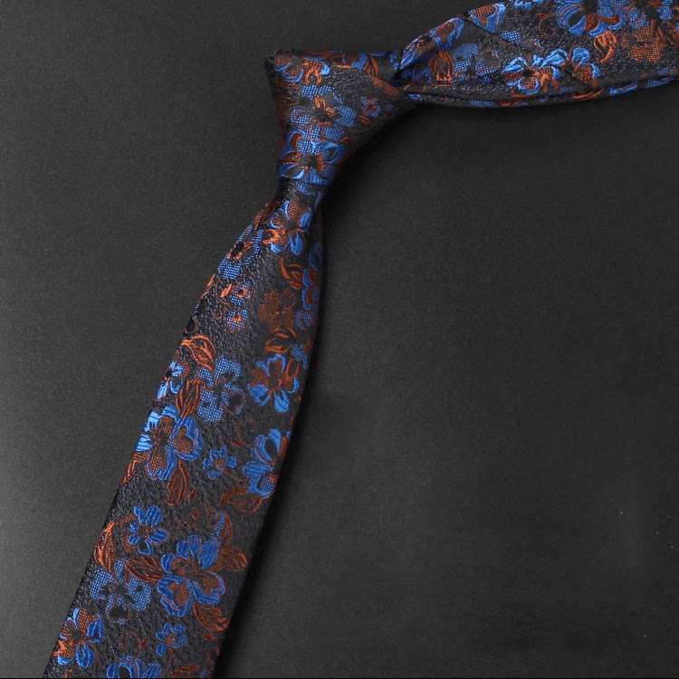 Men's Blooming Flowers Tender Pattern Necktie - Blue - image 6