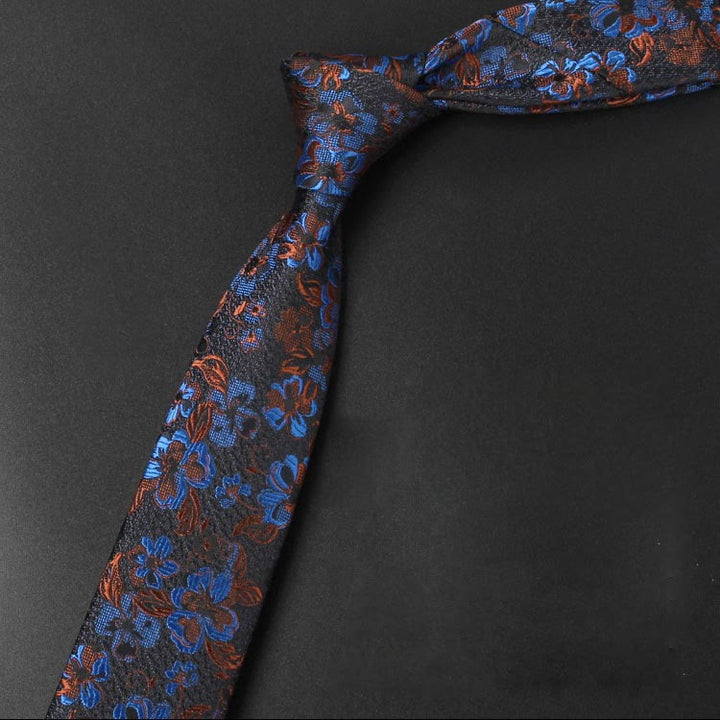 Men's Blooming Flowers Tender Pattern Necktie - Blue - image 6