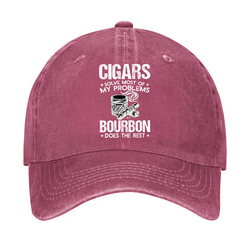 Cigars And Wine Solve Problems Adjustable Baseball Cap