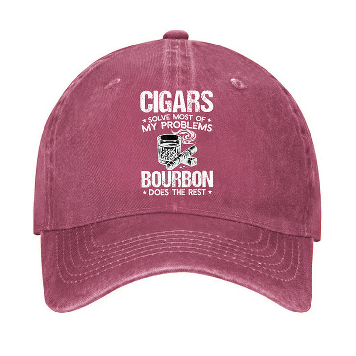 Cigars And Wine Solve Problems Adjustable Baseball Cap