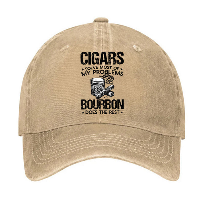 Cigars And Wine Solve Problems Adjustable Baseball Cap