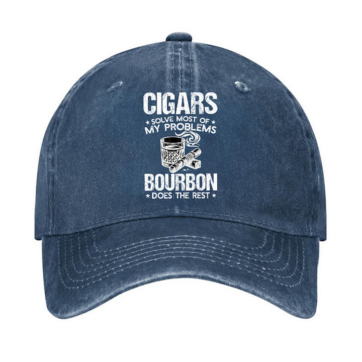 Cigars And Wine Solve Problems Adjustable Baseball Cap