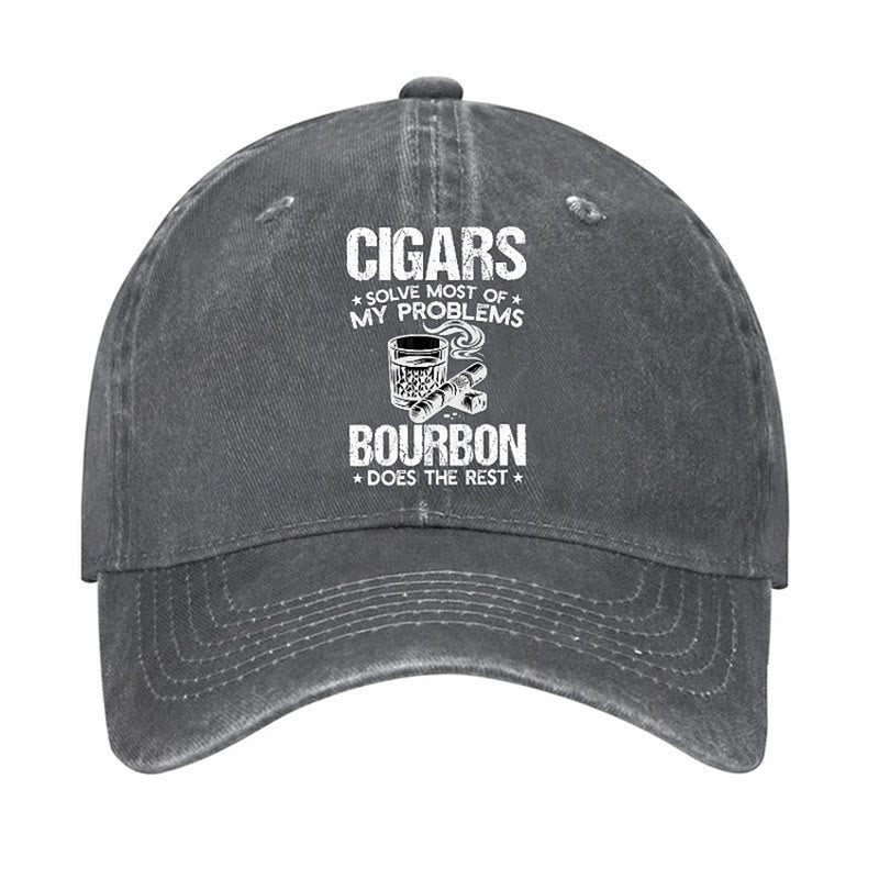 Cigars And Wine Solve Problems Adjustable Baseball Cap