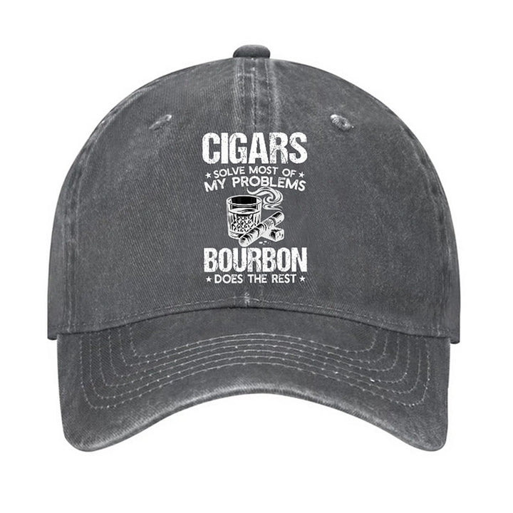 Cigars And Wine Solve Problems Adjustable Baseball Cap