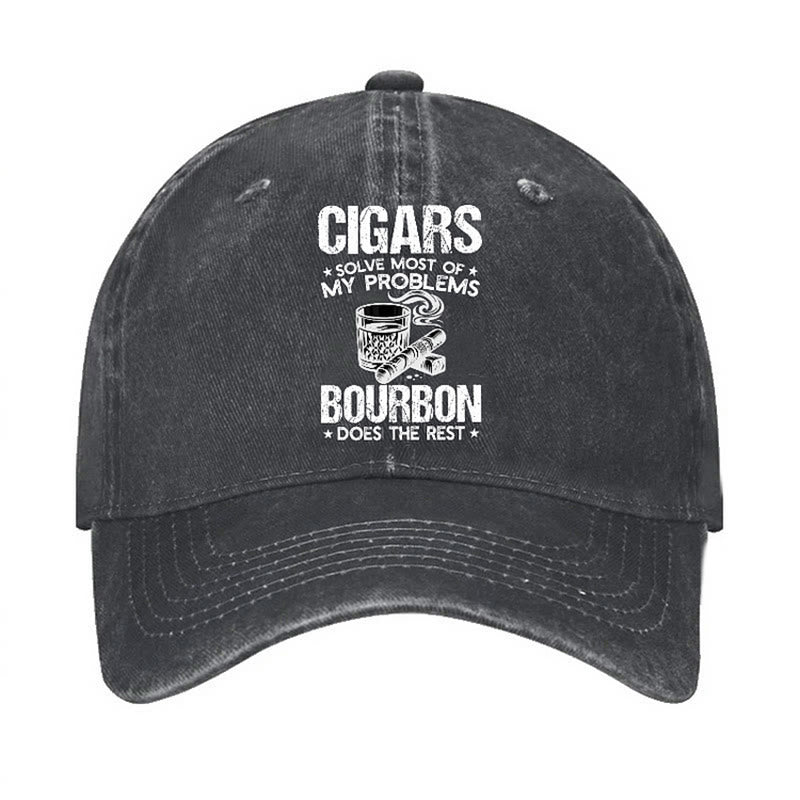 Cigars And Wine Solve Problems Adjustable Baseball Cap