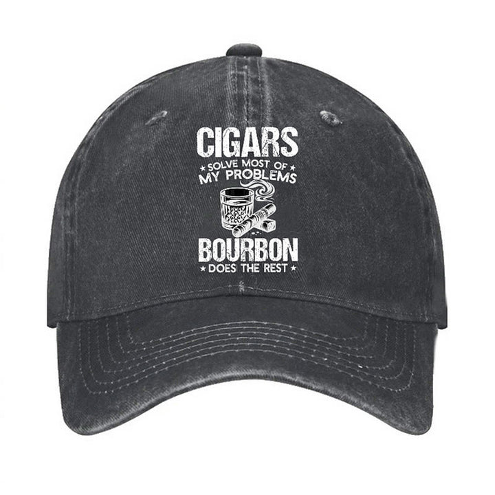 Cigars And Wine Solve Problems Adjustable Baseball Cap