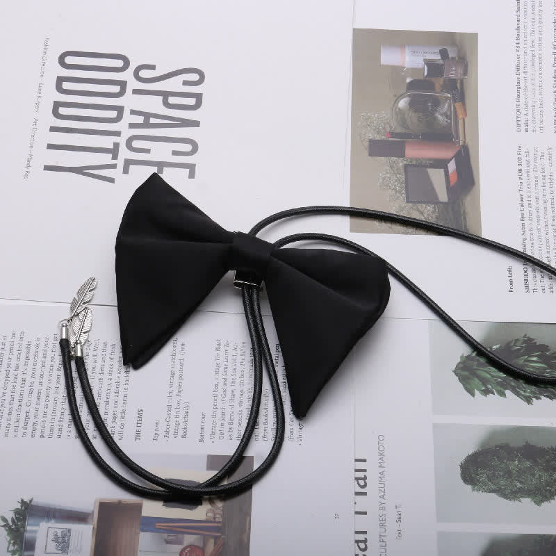 Creative Black White Oversized Bow Tie Bolo Tie