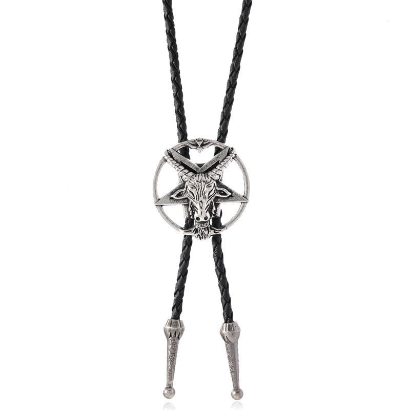 Vintage Hexagram Bull Moose Astrolabe Bolo Tie - image 5