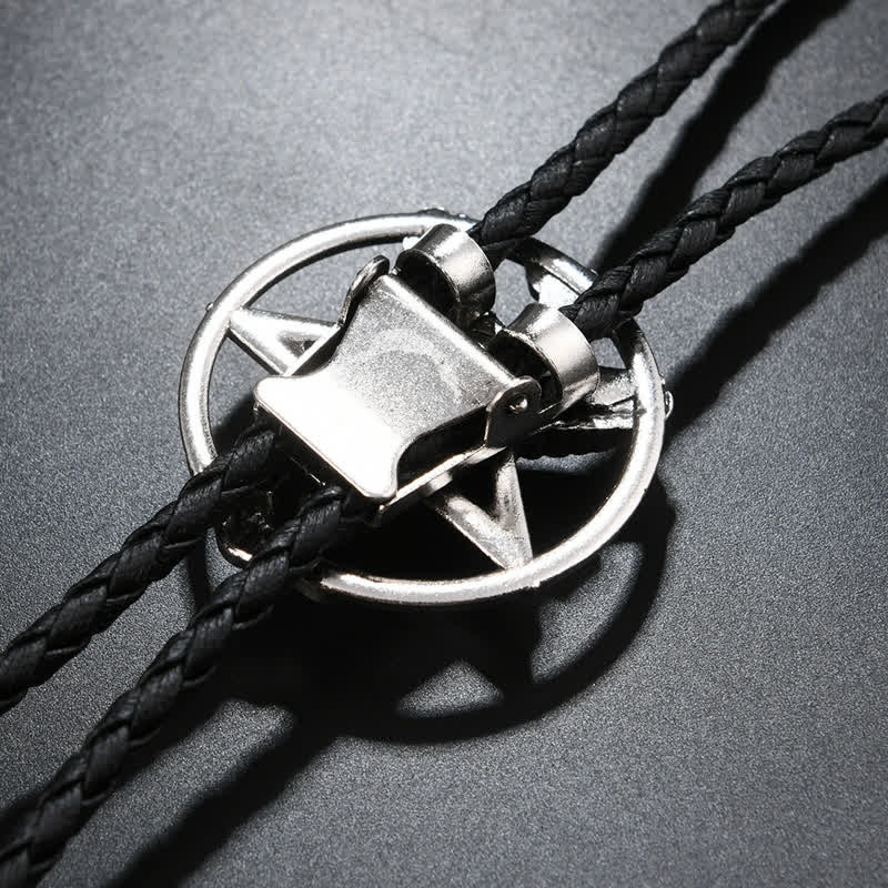 Vintage Hexagram Bull Moose Astrolabe Bolo Tie - image 4