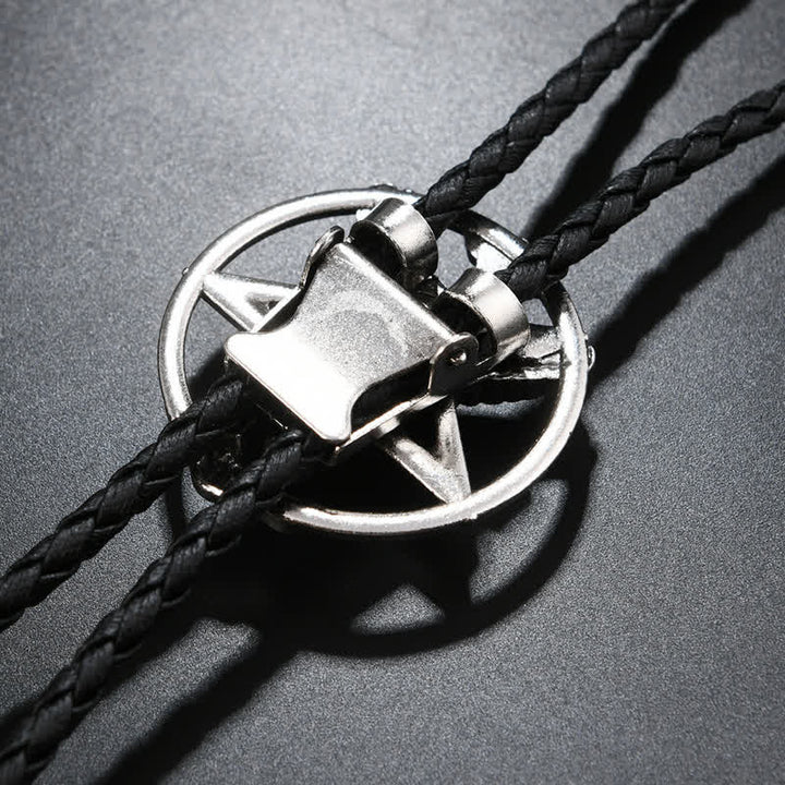 Vintage Hexagram Bull Moose Astrolabe Bolo Tie - image 4