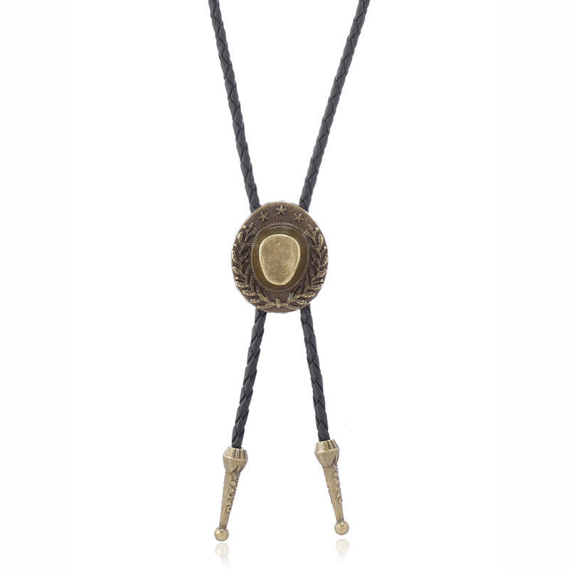 Bronze Charm Cowboy Hat Pendant Bolo Tie - image 3