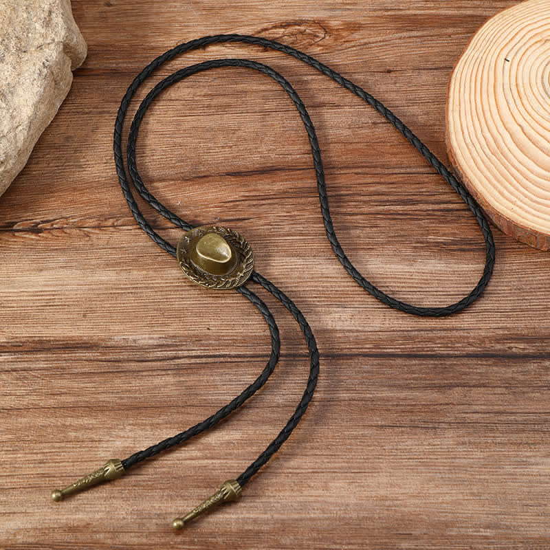 Bronze Charm Cowboy Hat Pendant Bolo Tie - Antique Bronze - image 2