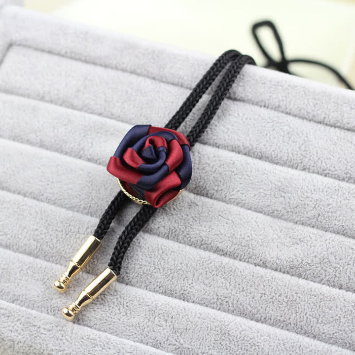 Burgundy & Navy Elegant Rose Pendant Bolo Tie - image 4