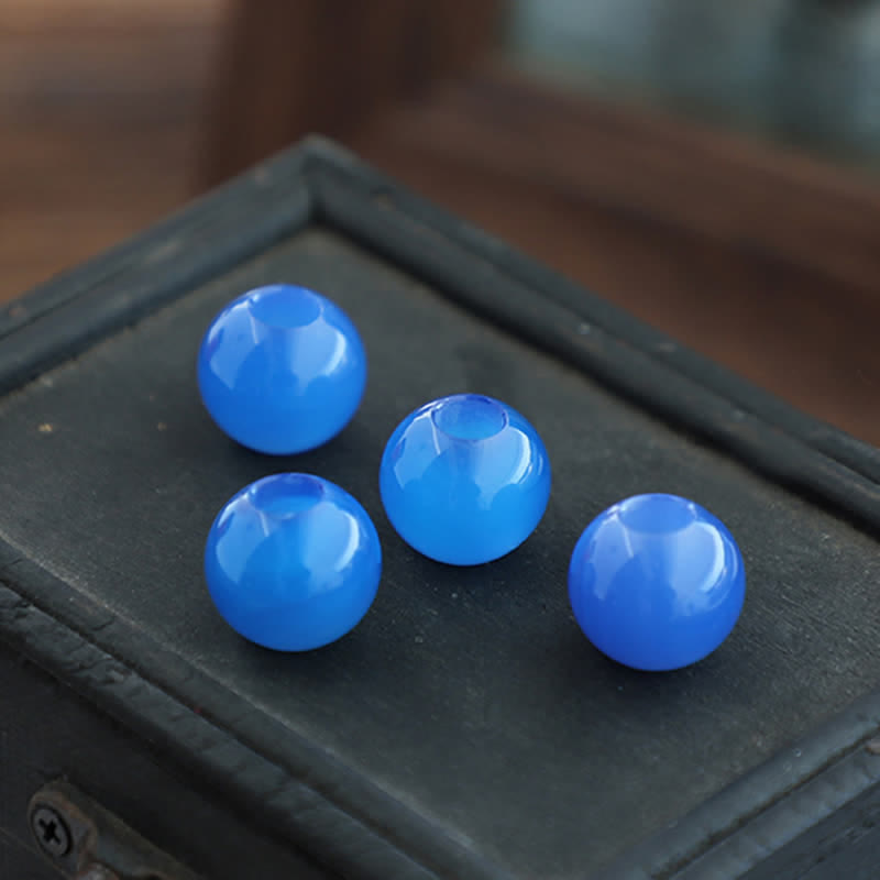 Handmade Simple Blue Round Agate Pendant Bolo Tie