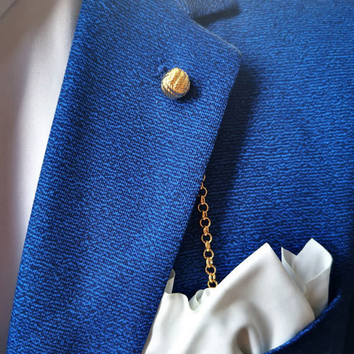 Men's Sailor Knot Lapel Chain Collar Brooch with Hanging Chain - Gold - image 3