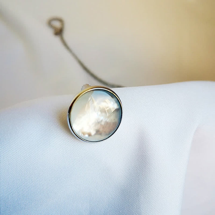 Men's Natural Seashell Lapel Chain Suit Brooch with Hanging Chain - image 3