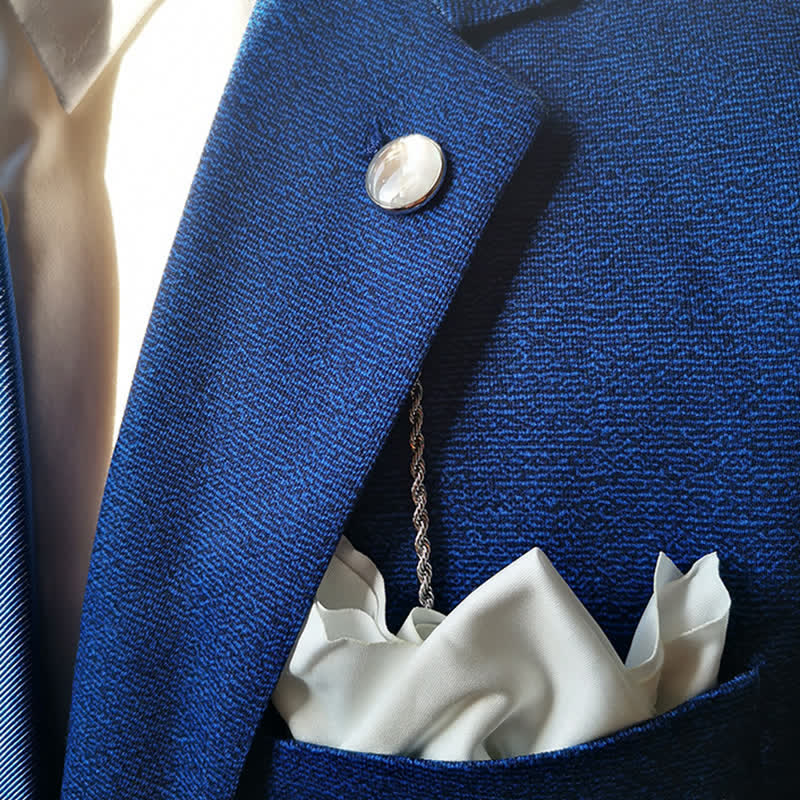 Men's Natural Seashell Lapel Chain Suit Brooch with Hanging Chain - image 1